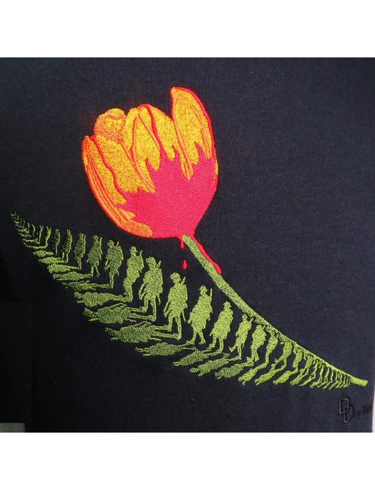 Liberation Of Holland Unisex Embroidered Black V neck Shirts: 